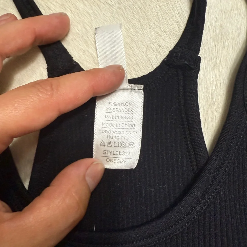 Black Ribbed Tank Top - Picture 3 of 4